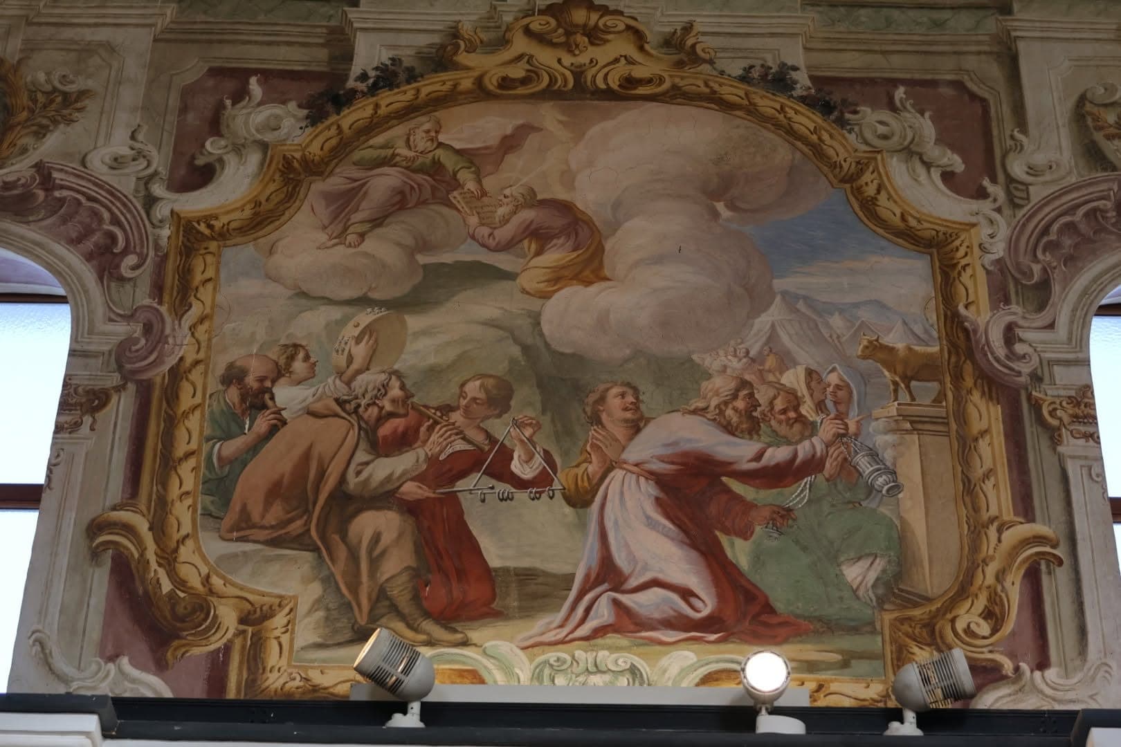 Scena dell'Antico Testamento, con il vitello d'oro su una colonna sullo sfondo